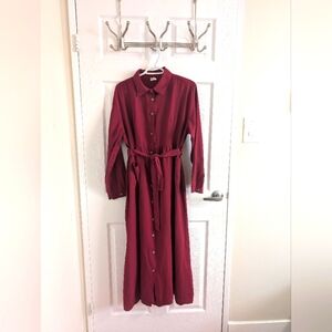 Elegant Long Sleeve Burgundy Dress